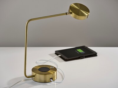 Adesso Viper Supercharger LED Desk Lamp, 15"H, Antique Brass (2615-21)