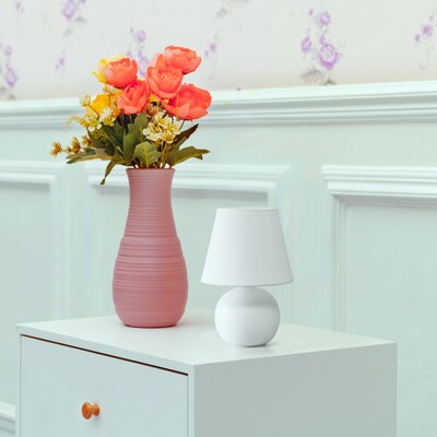 Creekwood Home Nauru 8.66" Traditional Petite Ceramic Orb Base Bedside Table Desk Lamp, Off White (CWT-2004-OF)