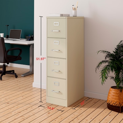Quill Brand® 4-Drawer Vertical File Cabinet, Locking, Letter, Putty/Beige, 22"D (22336D)