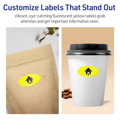 Avery Oval Scalloped Laser/Inkjet Multipurpose Labels, 1-1/8" x 2-1/4", Neon Yellow (420/Pack)