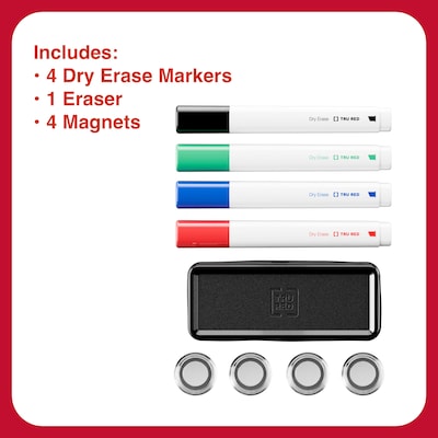 TRU RED™ Magnetic Painted Steel Mobile Dry Erase Board, Aluminum Frame, 40"H x 60"W (TR62828)