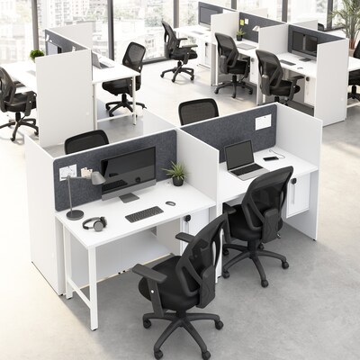 Bush Business Furniture Hustle 60W 2 Person Back to Back Cubicle Panel Workstation, White (HUS032WH