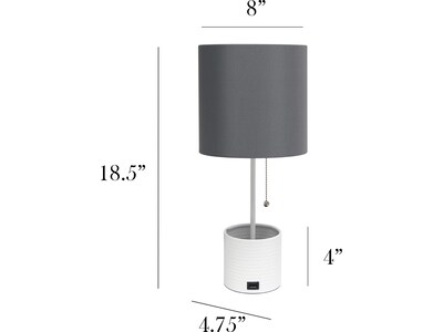 Simple Designs Table Lamp, White/Gray (LT1085-GOW)