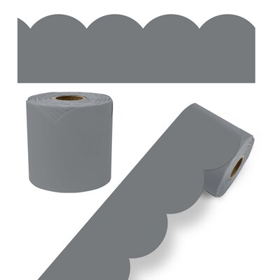 Carson Dellosa Education Rolled Scalloped Bulletin Board Border, 3" x 65', Steel Gray, 3/Bundle (CD-108539-3)