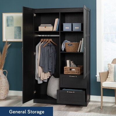 Sauder Select 71"H Storage Armoire, 2 Drawers, Raven Oak (446895)