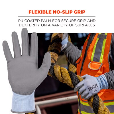 Ergodyne ProFlex 7025 PU Coated Cut-Resistant Gloves, ANSI A2, Blue, Large, 12 Pair (10424)