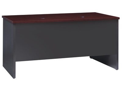 Hirsh 60"W Double-Pedestal Desk, Charcoal/Mahogany (20534)