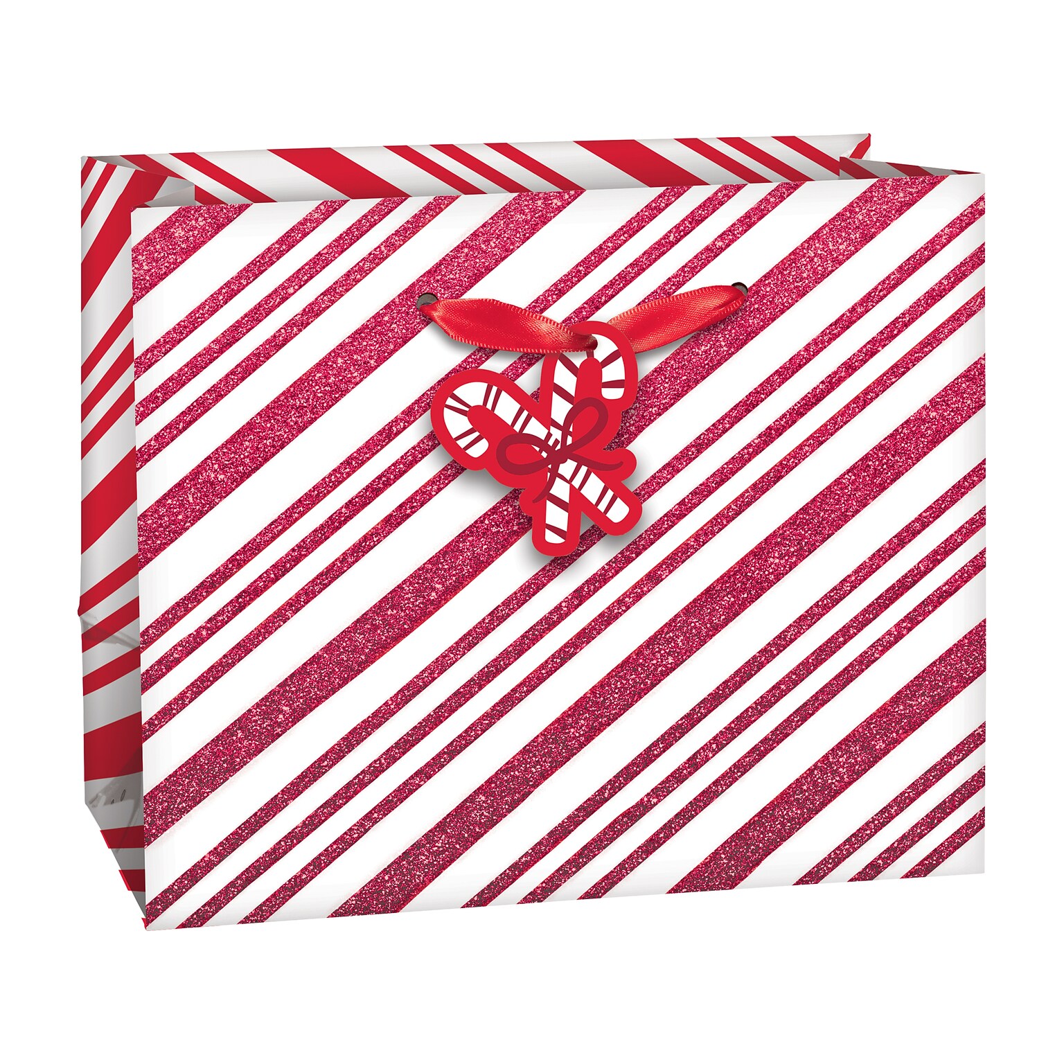 Amscan Candy Cane Stripe Gift Bag, Red/White, 22/Pack (160561)