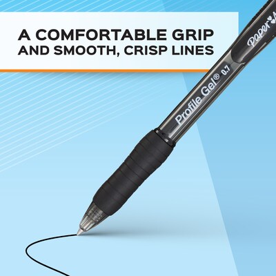 Paper Mate Profile Retractable Gel Pen, Medium Point, 0.7mm, Black, 2/Pack (2096535)