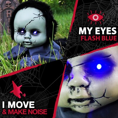 Haunted Hill Farm Animatronic Haunted Crawling Baby Doll (HHGBBOY-1LSA)