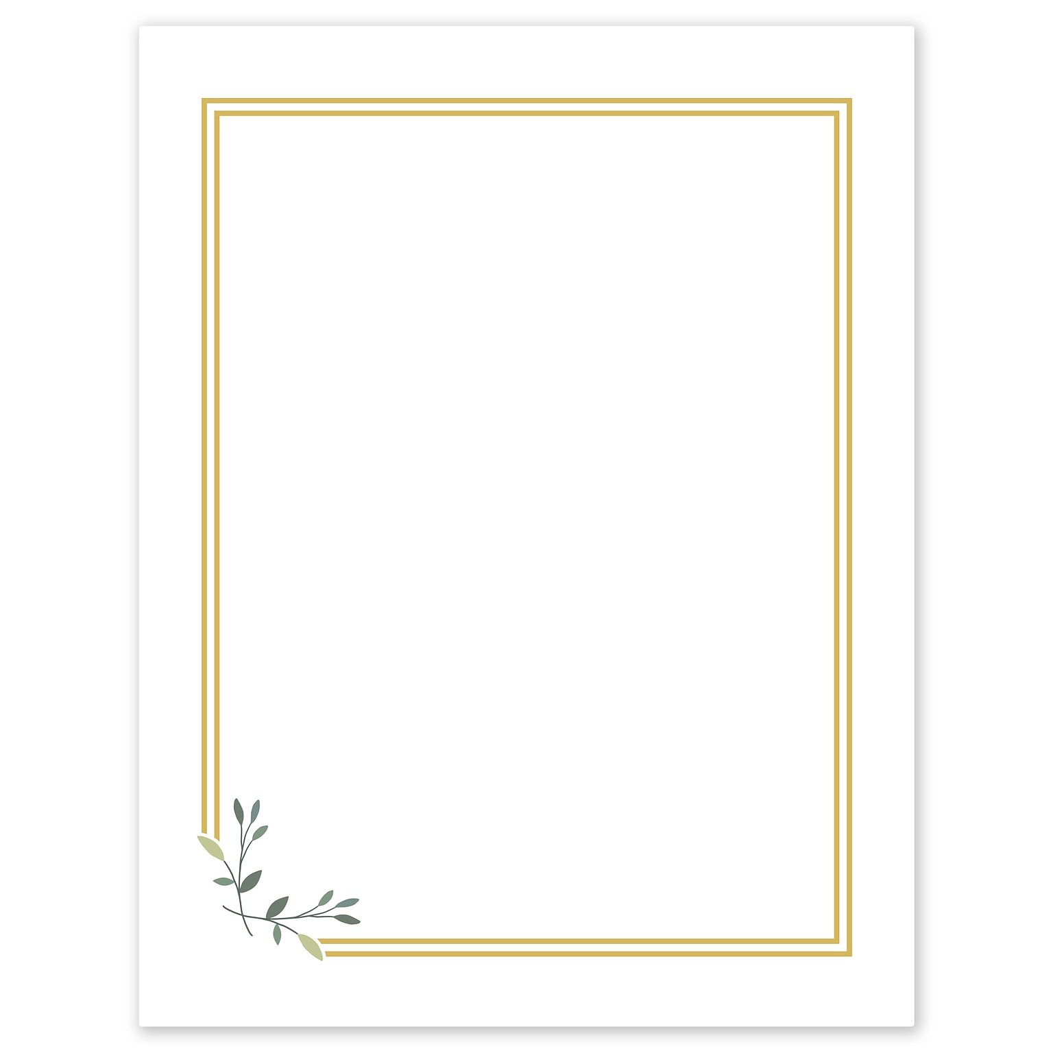 Avery Gold Double Border with Florals Matte Blank Card, White, 10/Pack (S00-DPG)