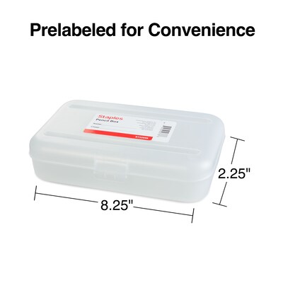 Staples® Translucent Pencil Boxes, Clear, 2 1/4"H x 5 5/8"W x 8 1/4"L