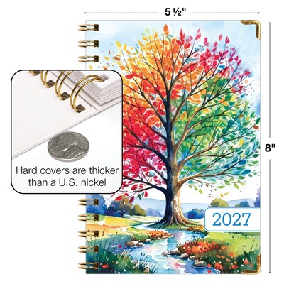 2027 Excello Brands 6" x 8" Weekly & Monthly Standard Planner, Paperboard Cover, Tree Seasons (FSHN-CY27-58-20)