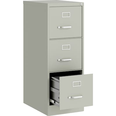 Lorell Fortress 3-Drawer Vertical File Cabinet, Letter Size, Lockable, 40.2"H x 15"W x 22"D, Light Gray (LLR42298)