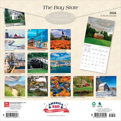 2026 BrownTrout The Bay State Massachusetts Places 12 x 12 Monthly Wall Calendar (9798330705849)