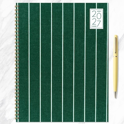 2027 TF Publishing On the Green Stripe 9" x 11"  Weekly & Monthly Standard Planner, Paperboard Cover, Multicolored (27-9714)