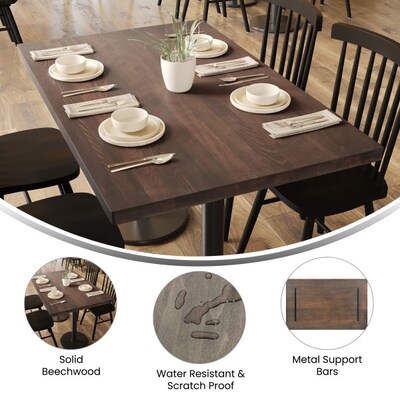 Flash Furniture Bennett 30"W x 48"D 1.5" Thickness Rectangular Table Top, Wooden, Dark Brown (GSF0033048DKBRN)