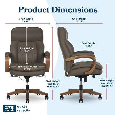 La-Z-Boy Colston Ergonomic Vegan Leather Swivel Executive Chair, Mocha Brown (60120-MBRN)