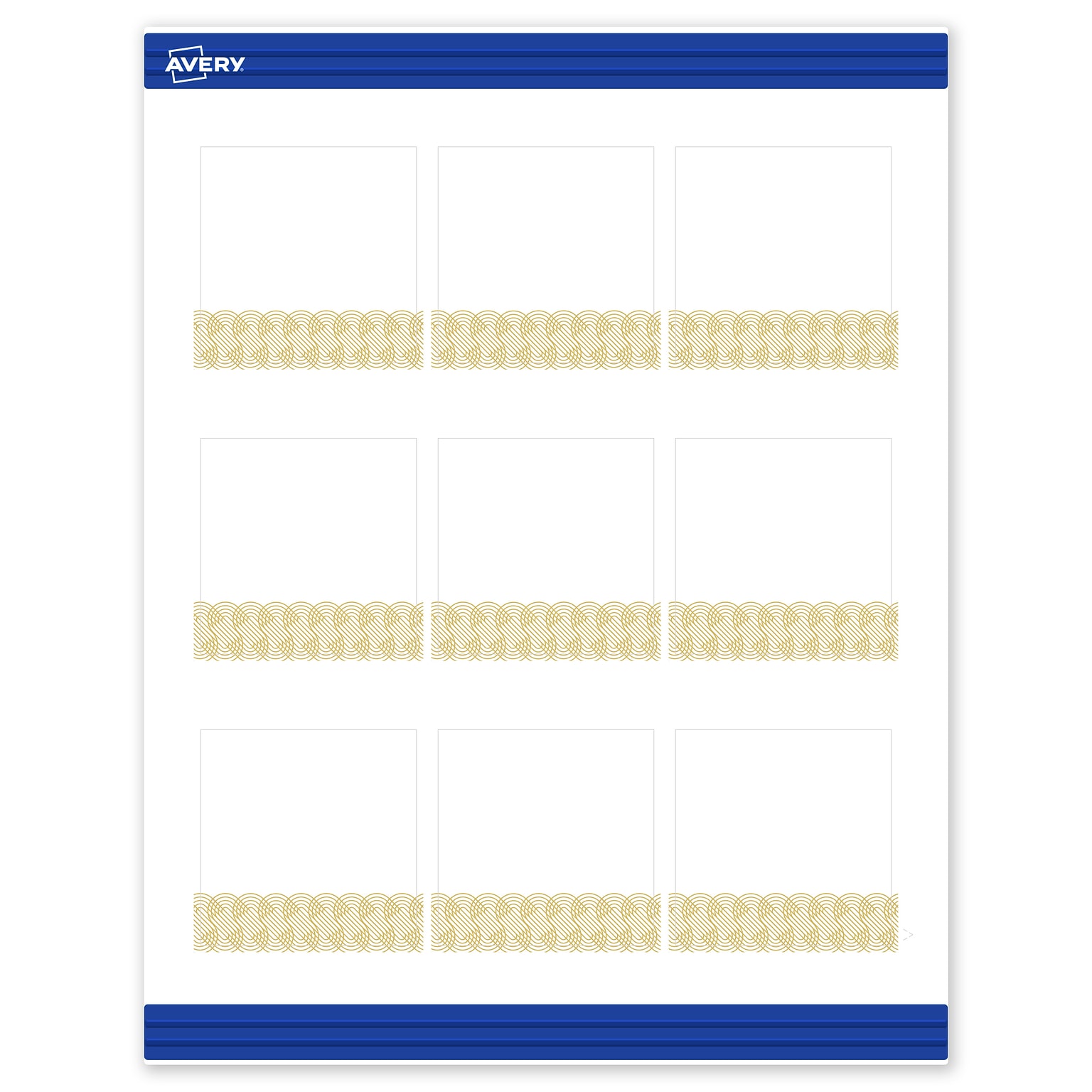 Avery Gold Lace Trim Pattern Matte Blank Card, White, 90/Pack (S00-EX1)