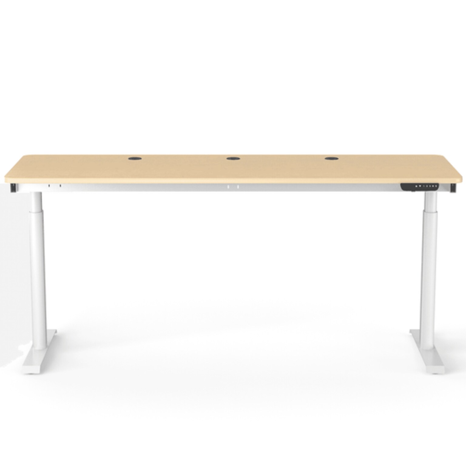 VersaDesk PowerLift 72W Electric Rectangular Adjustable Standing Desk, Maple/White (PLSDR7224-WM-APP)