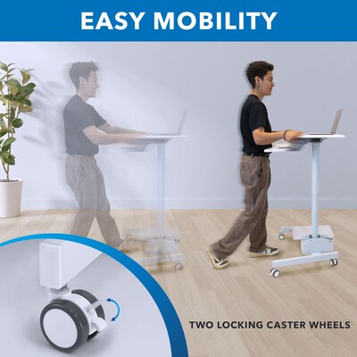 Mount-It! 28"W Adjustable Mobile Sit-Stand Computer Workstation, White (MI-7979W)