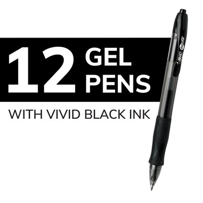 BIC Gel-Ocity Original Retractable Gel Pen, Medium Point, Black Ink, Dozen (31563)