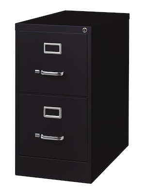 Hirsh Commercial 2-Drawer Vertical File Cabinet, Letter Size, Lockable, 28.375"H x 15"W x 26.5"D, Black (14101)