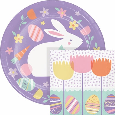 Creative Converting Modern Easter Paper Plates and Napkins Kit, Serves 16 (DTC9213E2G)