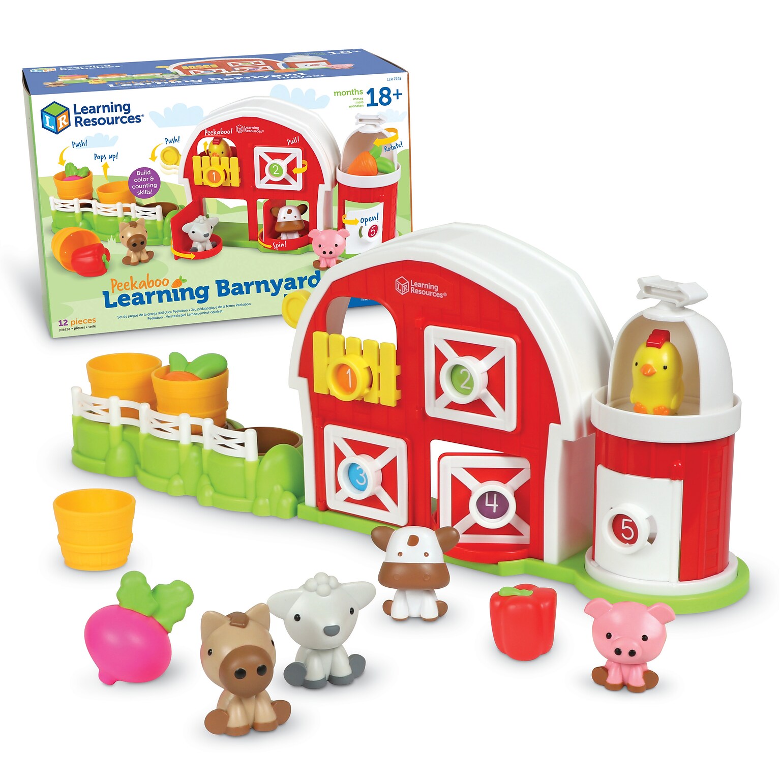 Learning Resources Peekaboo Learning Barnyard Playset, 12/Pack (LER7745)