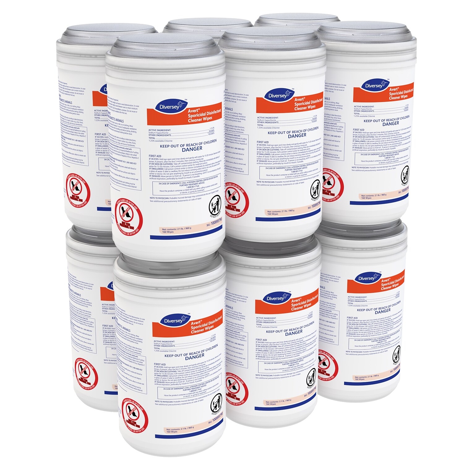 Avert Sporicidal Disinfecting Wipes, 160 Wipes/Container, 12/Carton (100895790)