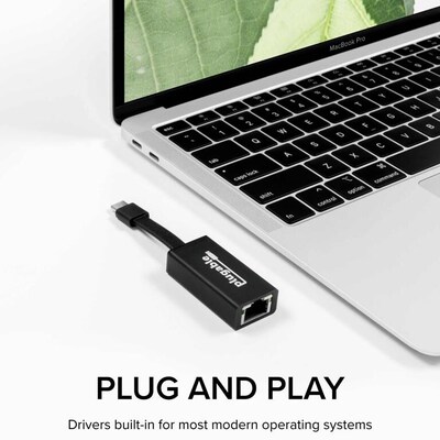 Plugable USB-C to Ethernet Adapter, Black (USBC-TE1000)