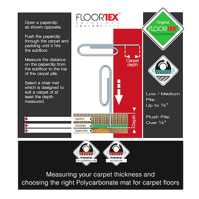 Floortex Valuemat Plus Chair Mat, 30" x 48", Designed for Low-Pile Carpet, Clear Polycarbonate (FC117520ER)