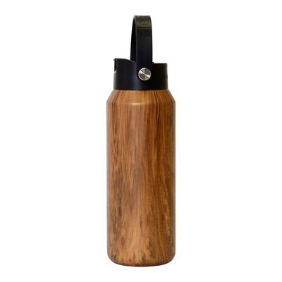 Elemental Core Stainless Steel Double Wall Insulated Water Bottle, 40 oz., Teakwood (EMLEBC40WD20)