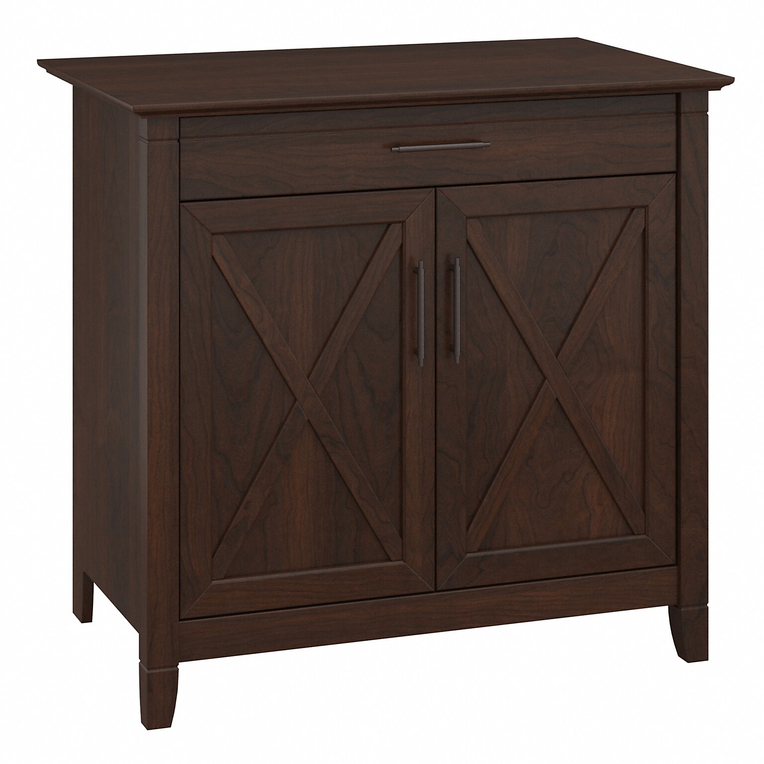 Bush Furniture Key West Secretary Desk with Keyboard Tray and Storage Cabinet, Bing Cherry, (KWS132BC-03)