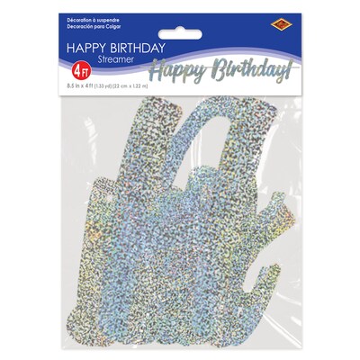 Beistle Happy Birthday! Streamer, Silver, 3/Pack (53419)