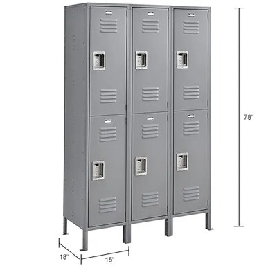 Global Industrial Infinity 2-Tier 6-Door Locker, 45"W x 18"D x 78"H, Gray (493664GY)