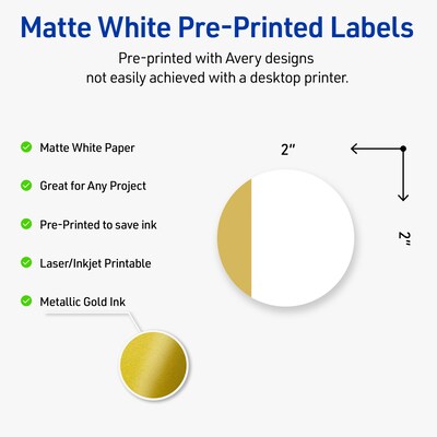 Avery Laser/Inkjet Circle Multipurpose Labels, 2 Dia., White, 120/Pack (S00D1Q)