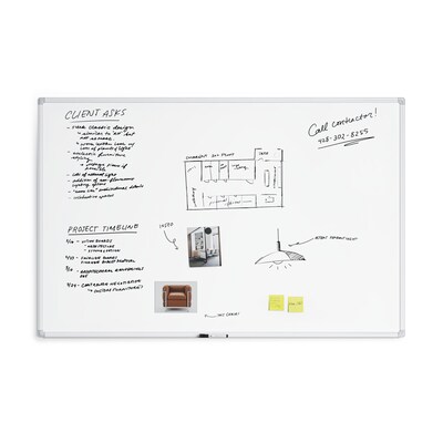 U Brands Magnetic Porcelain Dry-Erase Whiteboard, Aluminum Frame, 6' x 4' (4901U00-01)