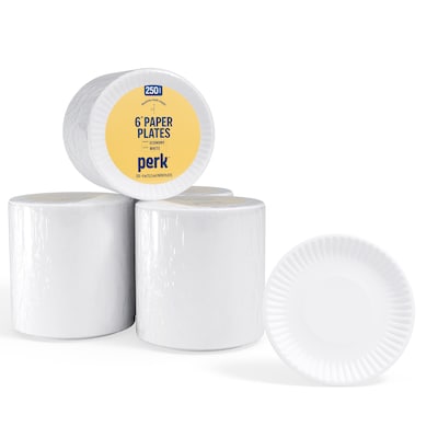 Perk™ Economy Paper Plates, 6, White, 1000/Carton (PK56517)
