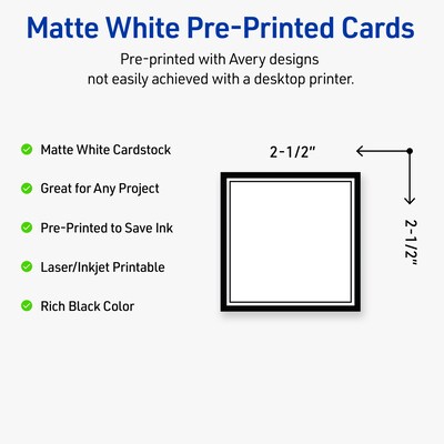 Avery Double Black Border Matte Blank Card, White, 90/Pack (S00-DM7)