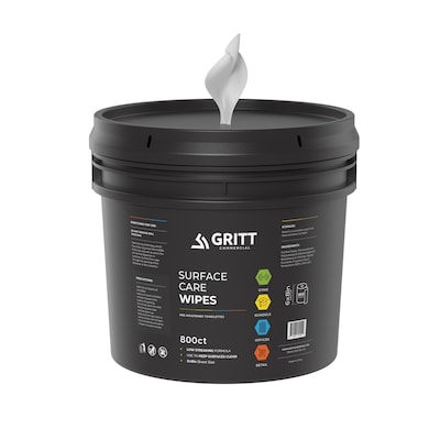 Gritt Commercial Professional All-Purpose Wipes with Bucket Dispenser, 800 Count (GRI5-RW-1-B)