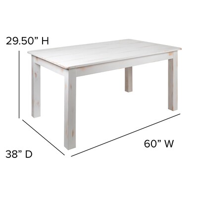 Flash Furniture HERCULES Series 60" Farm Dining Table, Rustic White (XAF60X38WH)