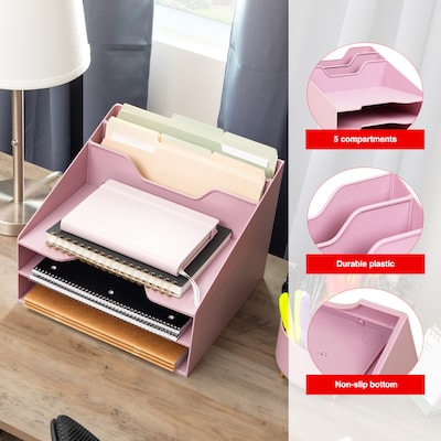 Staples 5-Compartment Plastic Desktop Organizer, Dusty Pink (ST63874)