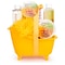Freida and Joe Tropical Mango Pear Fragrance Bath & Body Spa Gift Set in a Yellow Tub Basket (FJ-36)