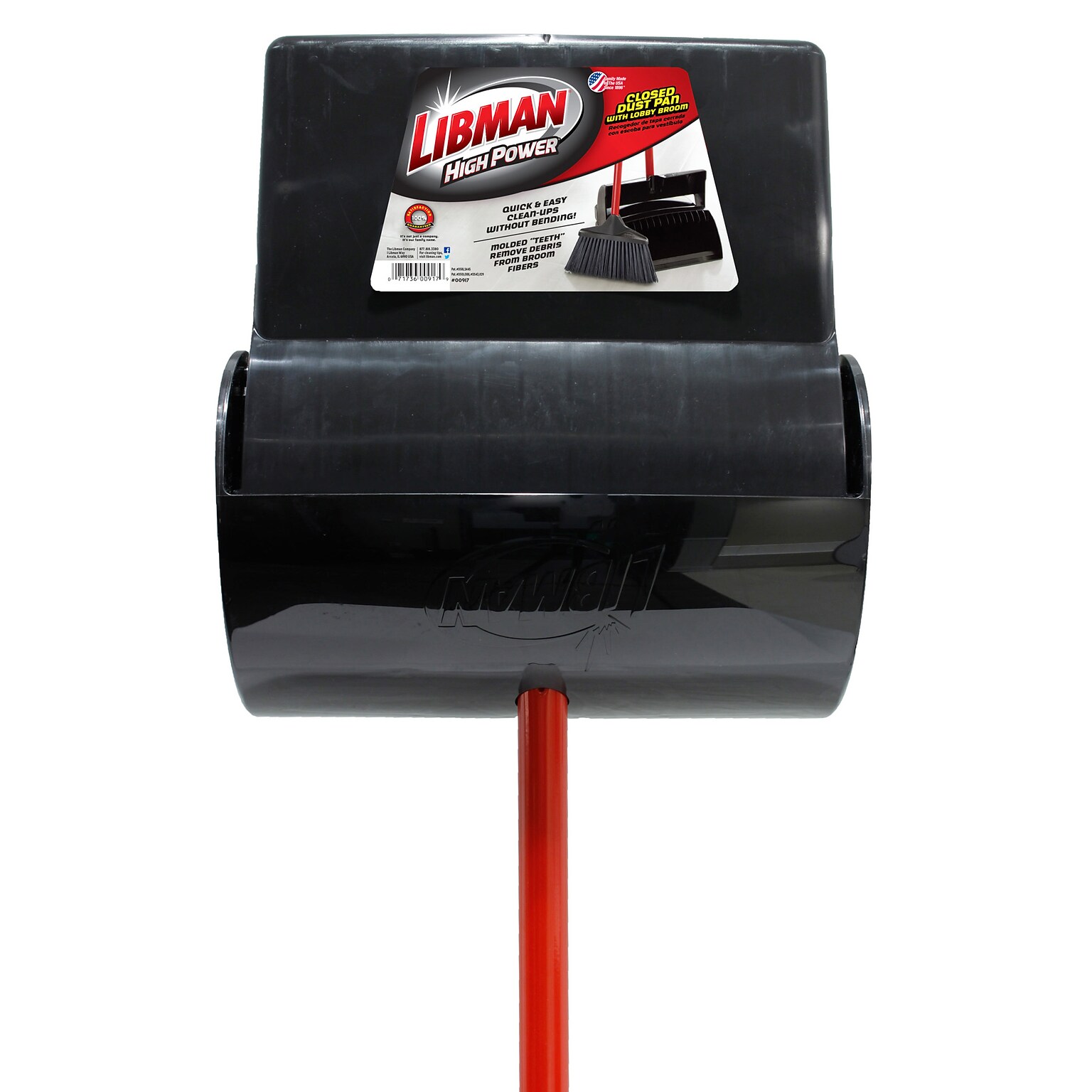 Libman Standard 12 Upright Broom & Dustpan Set, Red/Black (0917002)