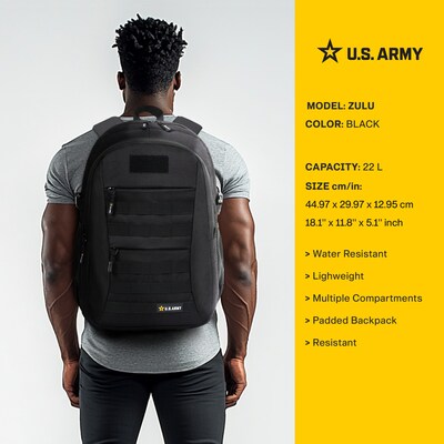US Army ZULU Laptop Backpack, Large, Black (USBZUL18BLK)