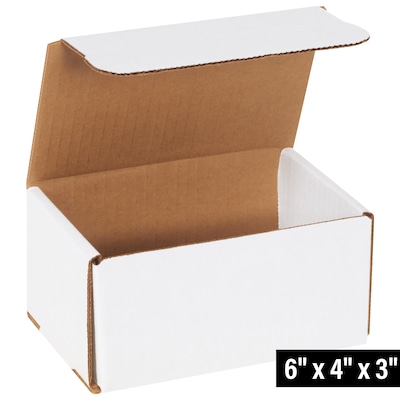 6 x 4 x 3 Corrugated Mailers, White, 50/Bundle (M643)