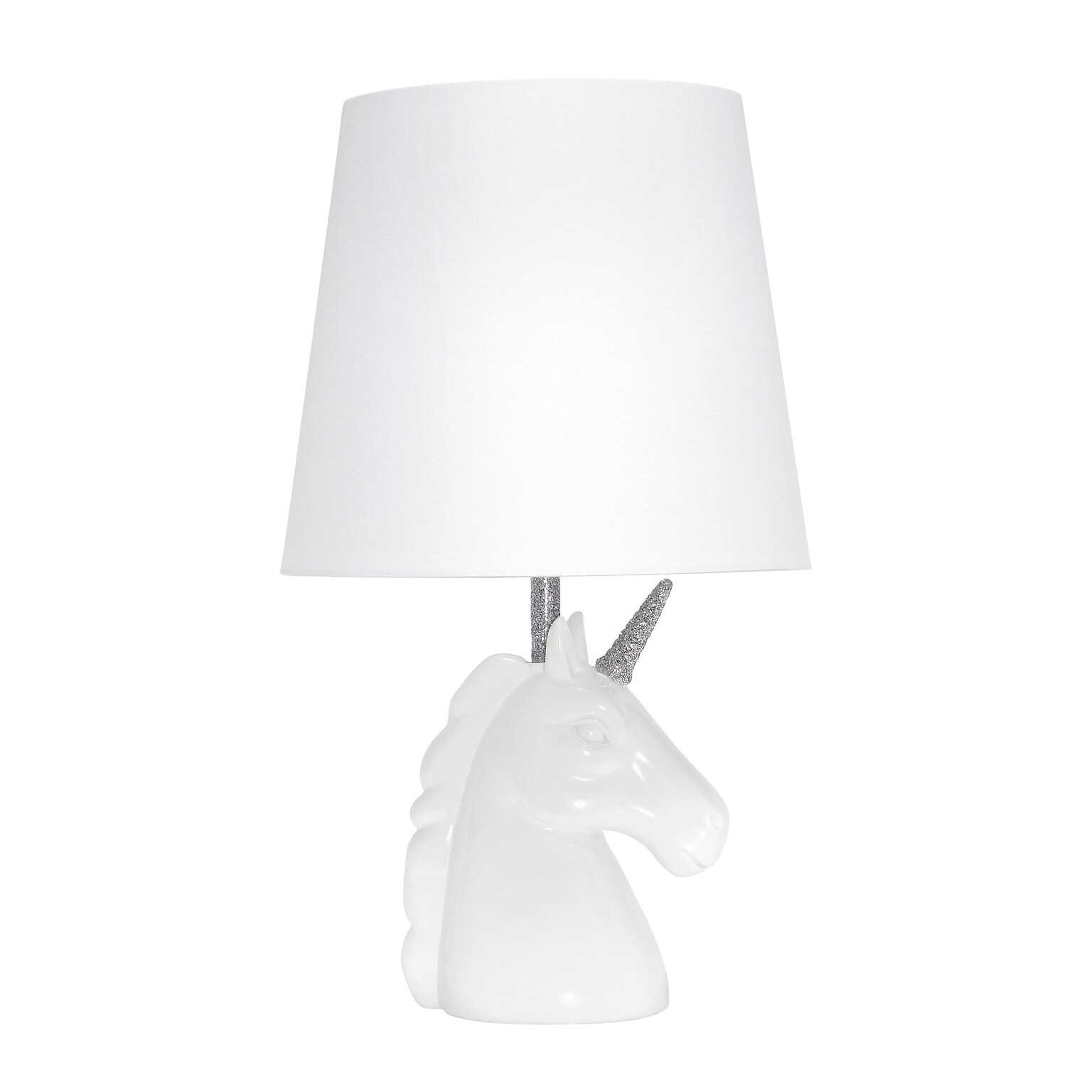 Creekwood Home Whimsilux 15.5 LED Table Lamp, White/Silver Glitter (CWT-2023-SL)