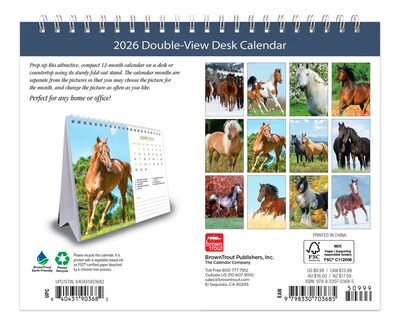 2026 BrownTrout Horse Lovers 7.5 x 6 Monthly Desk Calendar (9798330703685)