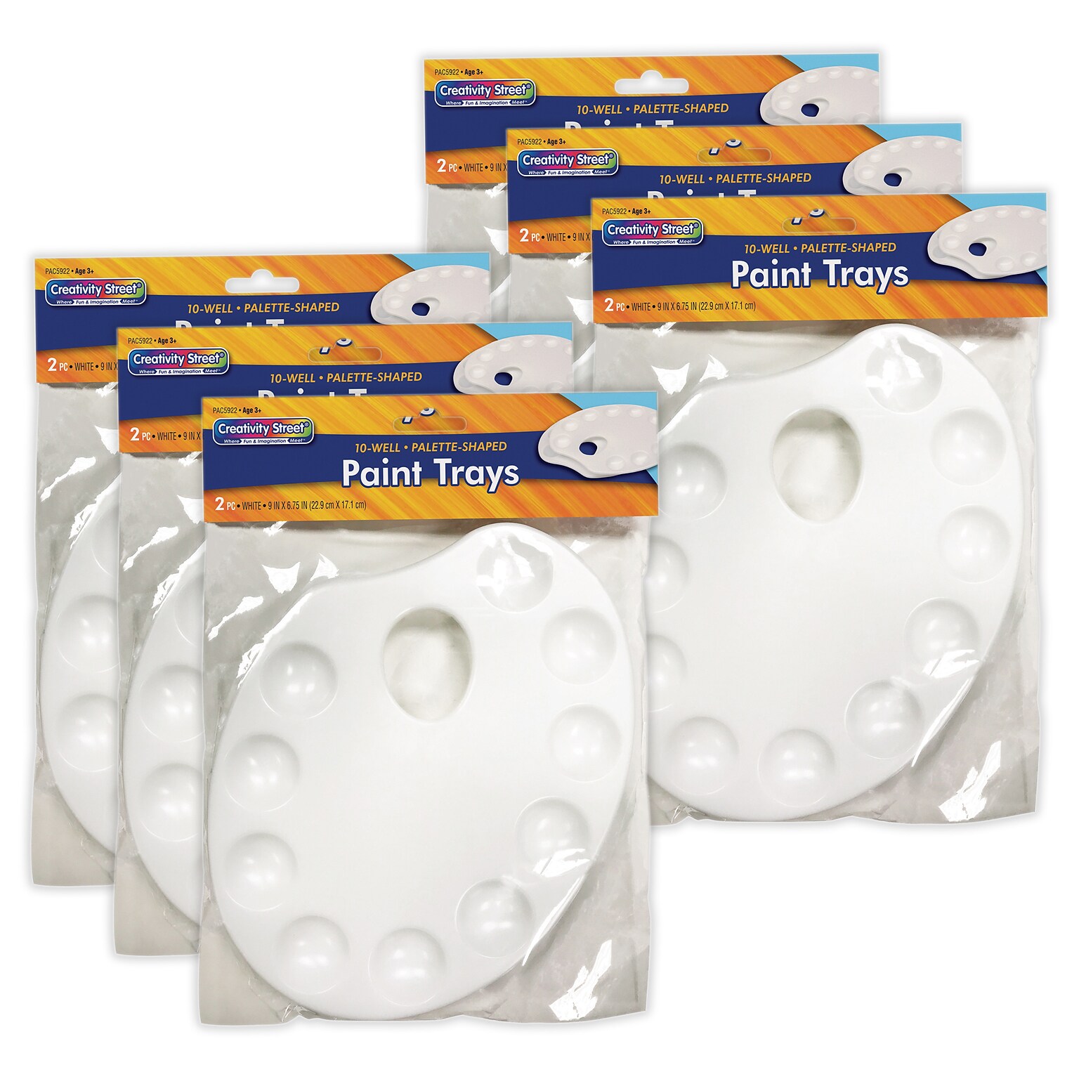 Creativity Street Palettes, White, 9 x 6.75, 2/Pack, 6 Packs/Bundle (PACAC5922R-6)